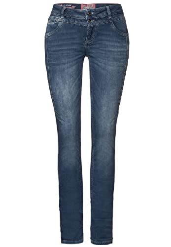 Street One Damskie spodnie jeansowe, Knitted Mid Indigo Wash, 33W / 32L