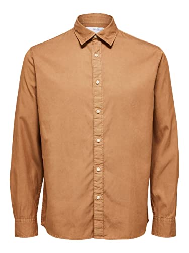 SELETED HOMME Męska koszula Slhregpastel-linen Ls W Noos koszula, Toasted Coconut, M EU, Toasted Coconut, M