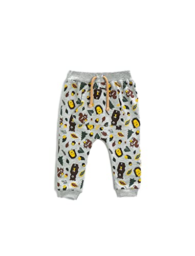 Koton Spodnie dresowe z nadrukiem Baby Boy Jogger, Szary wzór (0d4)