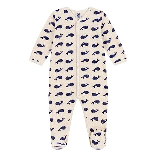 Petit Bateau Piżama Dobrze Śpij Unisex-Bimbi, Beżowy Montelimar/Średniowieczny niebieski, 24 mesi