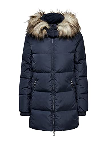 ONLY Kurtka damska ONLRHODA DOWN FUR Hood Coat OTW Jacket, Night Sky, S (3 sztuki)