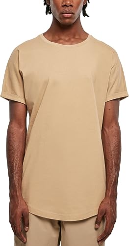 Urban Classics Męski T-Shirt Long Shaped Turnup Tee, T-shirt dla mężczyzn, dłuższy krój, dostępny w wielu wariantach kolorystycznych, rozmiarach, beżowy (Unionbei), M