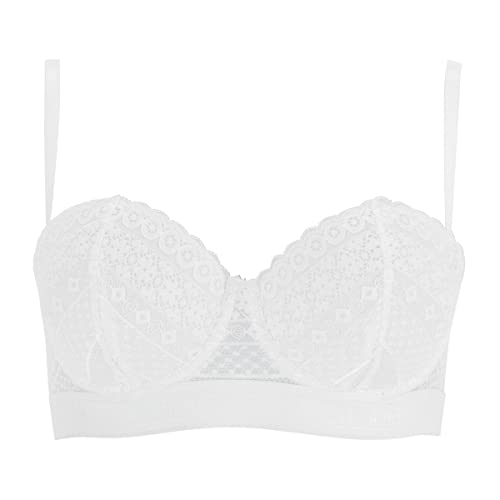 ATHENA - Damski miękki biustonosz z koronką, Biały, 80C