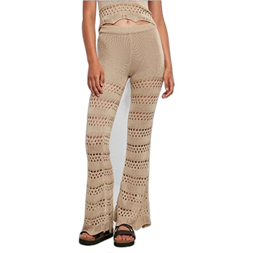 Urban Classics Damskie legginsy z dzianiny typu Flared Crochet Knit, trawa softseagrass, 3XL