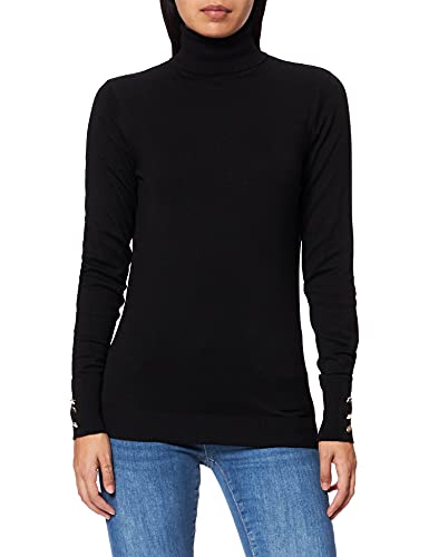 Vila Damski sweter Vijeneve guzik L/S Knit Top/Su-Noos, Czarny, XXL