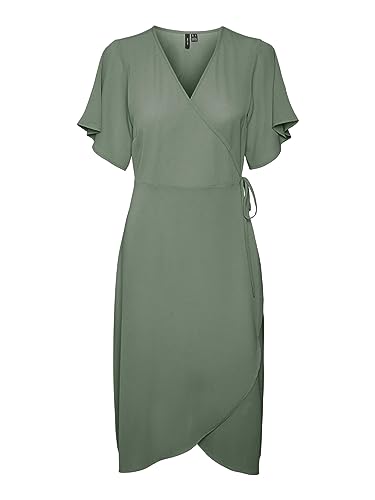 VERO MODA Sukienka damska VMSAKI SS Calf WRAP GA NOOS, Laurel Wreath, M, Laurel Wreath, M
