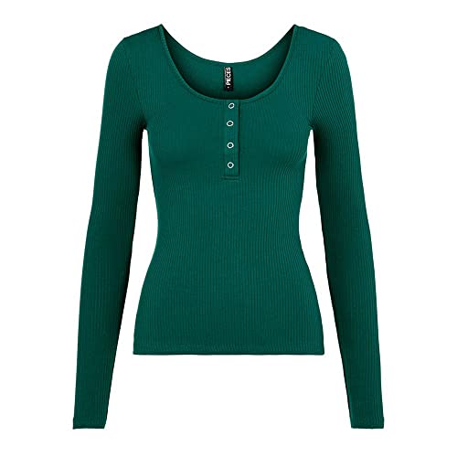 PIECES Kitte Long Sleeve Ribbed Top, Trekking Green, M