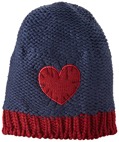 Sterntaler Dziewczęca czapka dziergana Czerwone serce Czapka, morski, 53 cm