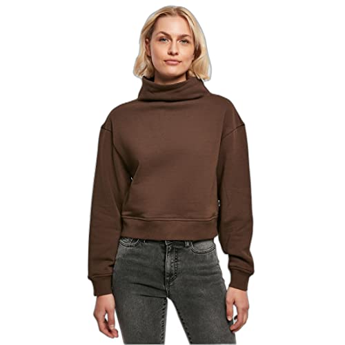 Urban Classics Women's Ladies Organic Short High Neck Crew, bluza damska, brązowa, rozmiar 4XL, brązowy, 4XL
