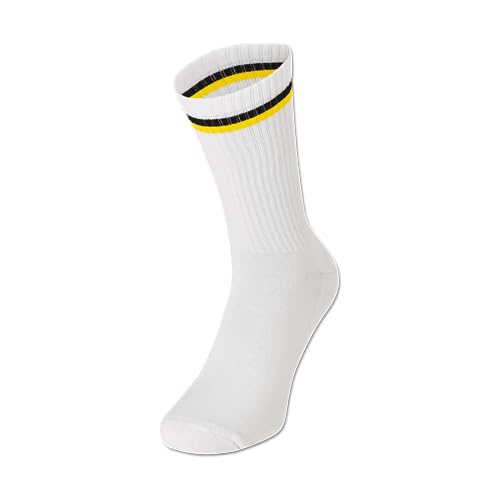 Borussia Dortmund BVB skarpety tenisowe - zestaw 2 szt. - białe - czarno-żółte mankiety, biały, 39-42 EU