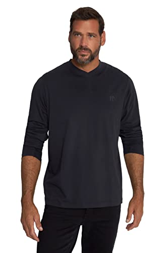 JP 1880 Męska koszulka z długim rękawem, dekolt w serek, do 8 XL 813084, czarny, 4XL