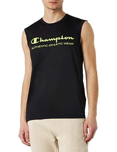 Champion Męska sportowa C-Sport szybkoschnąca Micromesh kolorowe logo S/L tank top, czarny, XL