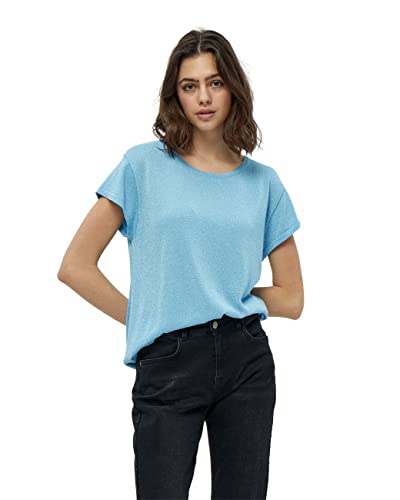 Minus Damska koszulka z dzianiny Carlina, 5015 Pasific Blue Lurex, XXL