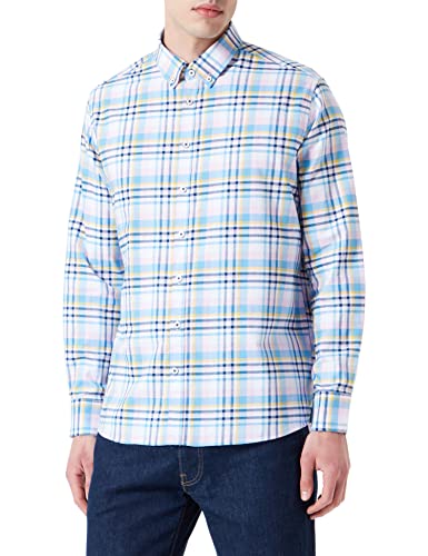 bugatti Męska koszula 9350-38704 z kołnierzem button-down, niebieska-350, regularna, Niebieski 350, 3XL
