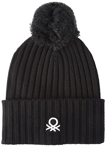 United Colors of Benetton Czapka damska 1144d0975 zestaw akcesoriów zimowych, czarna 100, jeden rozmiar