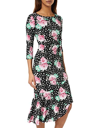 Gina Bacconi Damska sukienka z dżerseju ze złotym wykończeniem koktajlowa, Czarny, 44