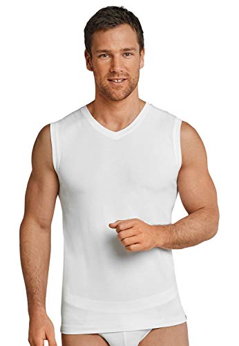 Schiesser Męski tank top Long Life Cotton S M L XL XXL czarny biały koszulka bez rękawów bawełna Basic, biały, XXL