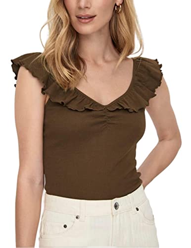 ONLY ONLLAILA S/L Frill JRS Top, Carafe, S, Carafe, S