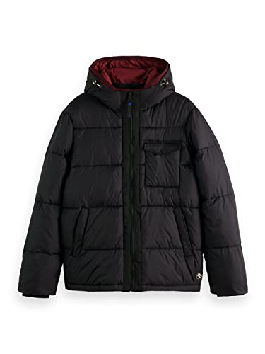 Scotch & Soda Męska kurtka puchowa z kapturem, Black 0008, XL