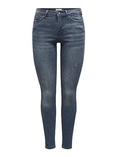 ONLY OnlWauw Life Mid dżinsy damskie skinny fit, Blue Black Denim, 30-XL