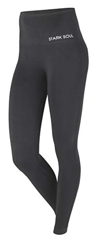 STARK SOUL Damskie legginsy sportowe z wysokim stanem, czarny, S