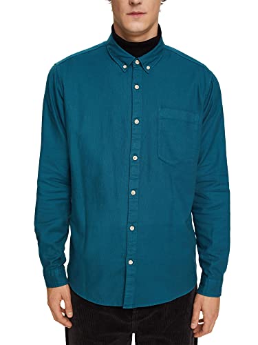ESPRIT Męska koszula 112EE2F303, 460/DARK turkusowa, L