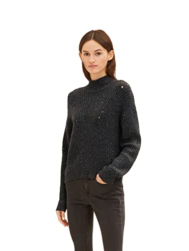 TOM TAILOR Denim Damski Sweter Basic ze stójką 1034311, 10522 - Shale Grey Melange, M