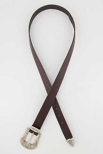 Ulla Popken Damski pasek kowbojski z zapięciem na biżuterię, Czarna wiśnia, 145