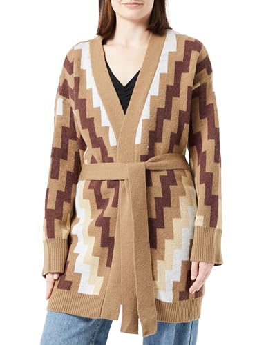 ALARY Damski otwarty kardigan z dzianiny 15525118-AL01, brązowy, wielokolorowy, XL/XXL, Brązowy, wielokolorowy., XL-XXL