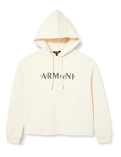 Armani Exchange Damska bluza z kapturem French Terry Armani Studded Logo, Iso, L