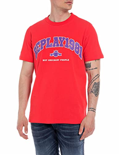 Replay Męski T-shirt M6478, 159 RED, XXL, 159 czerwony, XXL