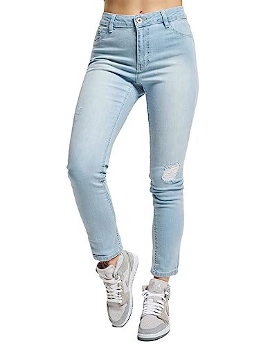 Urban Classics Damskie spodnie z wysokim stanem Skinny Denim Pants, Bk/Lgr, 29W x 31L