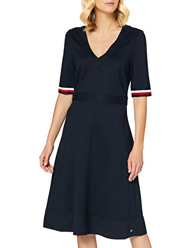 Tommy Hilfiger Sukienka damska Punto Milano z dekoltem w serek Ss, Niebieski (Pustynne niebo), 58 PL