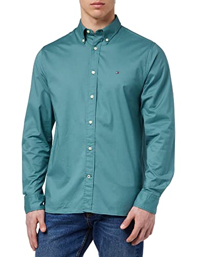 Tommy Hilfiger Męska koszula Flex Poplin Rf Casual, oszroniona zieleń, XS