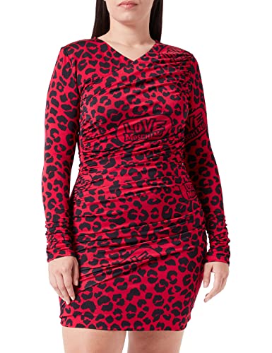 Love Moschino Damska sukienka z długim rękawem, czerwony czarny (Red Black), 42