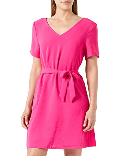 ONLY Sukienka damska ONLMETTE SS dekolt w serek z paskiem WVN, fuksja fioletowa, XL, fuksja, purpurowy, XL