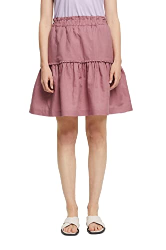 ESPRIT Mini spódnica z mieszanki lnu, Mauve, 40