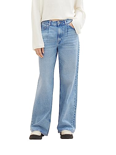 TOM TAILOR Denim Damskie spodnie jeansowe z szeroką nogawką, 10118-Used Light Stone Blue Denim, XL, 10118-used Light Stone Blue Denim, XL