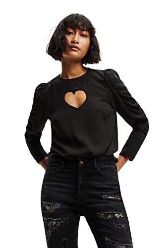 Desigual Damska bluzka z długim rękawem, czarna, XL