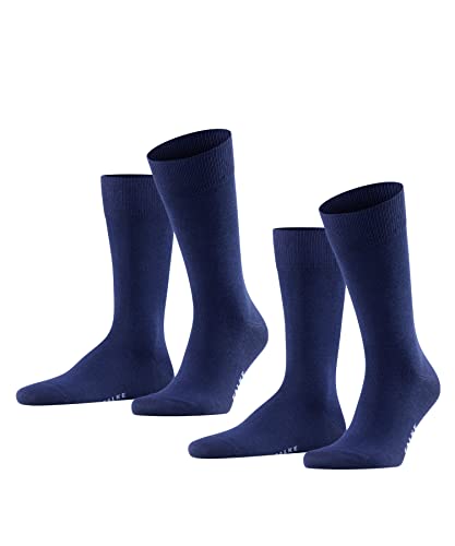 FALKE Mężczyźni Skarpety Happy 2-Pack M SO Bawełna jednokolorowe 2 Pak, Niebieski (Royal Blue 6000), 47-50