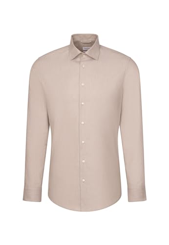 Seidensticker Męska koszula slim fit z długim rękawem, Sand, 45