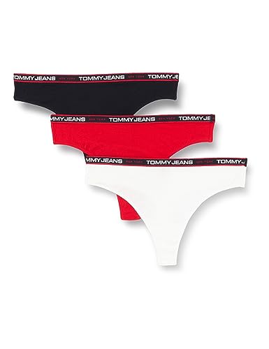Tommy Jeans Stringi 3P (rozmiar zewnętrzny), Głęboki karmazyn/biały/pustynne niebo, S
