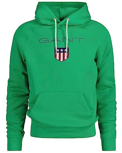 GANT Męska bluza z kapturem Shield Hoodie sweter z kapturem, zielony MID Green, standard, Mid Green, S