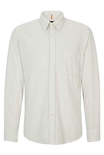 BOSS Męska koszula Relegant 6 Regular -Fit z bawełnianego sztruksu, Light/Pastel Grey57, L