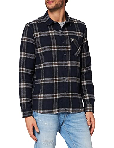 LTB Jeans Męska koszula robocza Pomase Button-Down, Navy White Brown Checked 12646, XS