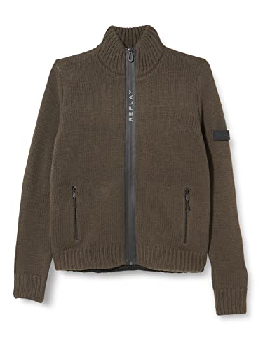 Replay Męska kurtka z dzianiny, zielony, S