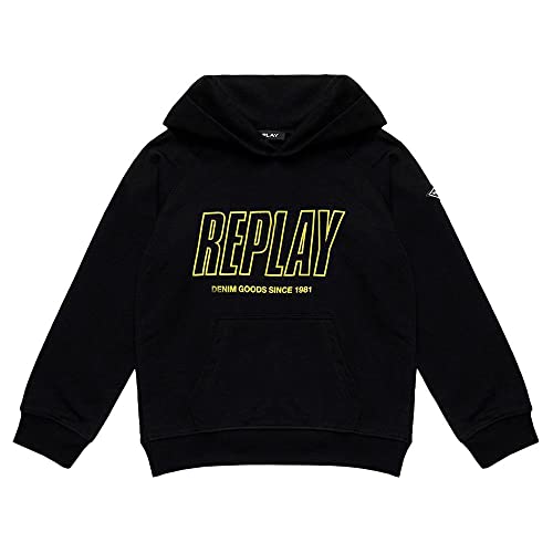 Replay Chłopięca bluza z kapturem, 098 BLACK, 4 lat