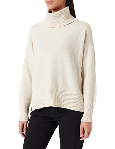 VERO MODA Damski sweter z dzianiny Cowlneck, Birch/szczegóły: melanż, M