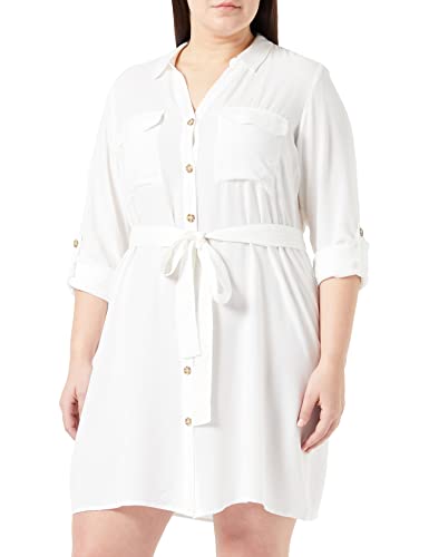 VERO MODA Damska sukienka koszulowa VMBUMPY L/S Shirt Dress WVN Curve NOOS, Snow White, 44