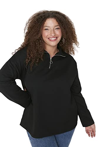 Trendyol Damska bluza TBBAW23AO00023/Siyah, czarna, 5XL, Czarny